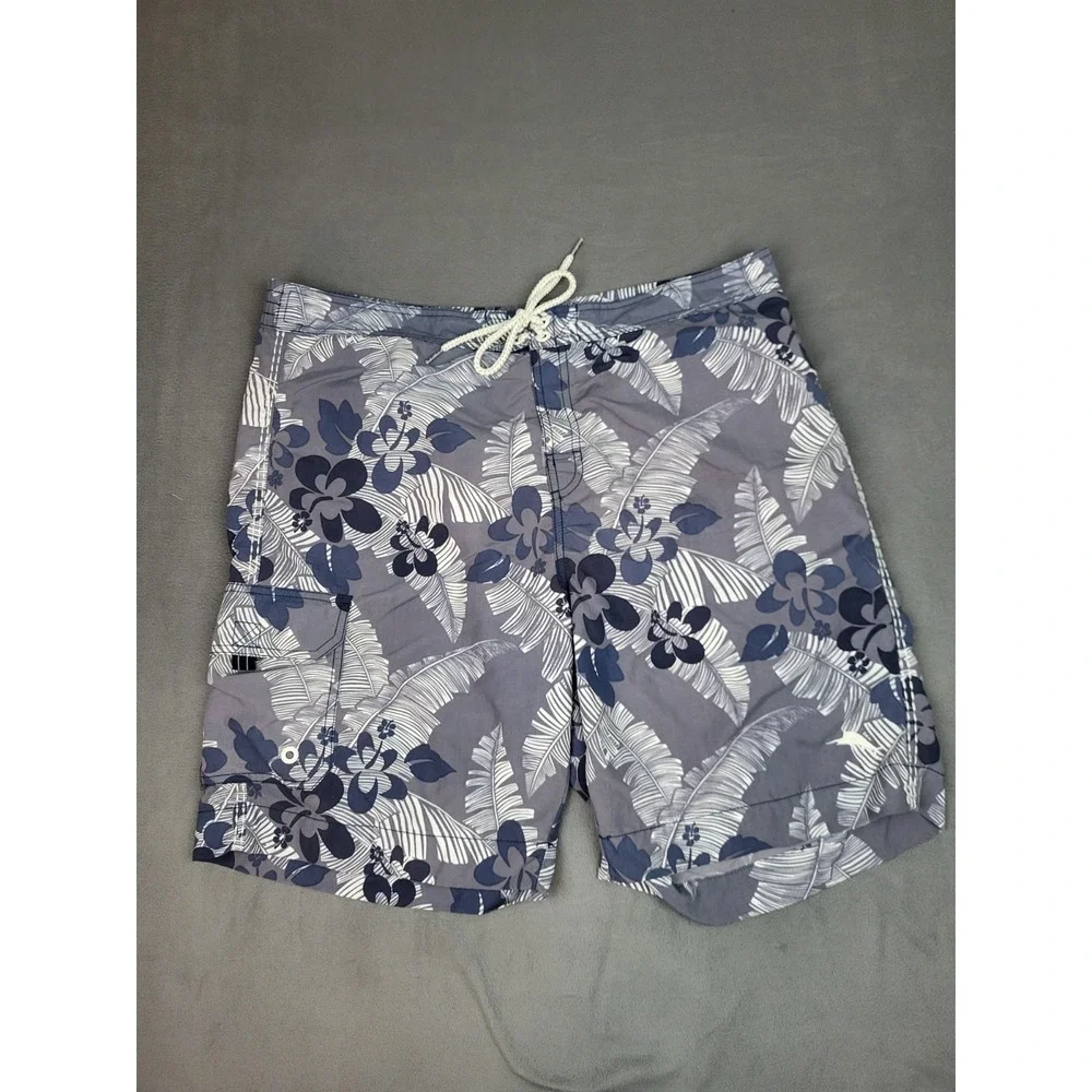 Tommy Bahama Floral Naples Swim Trunks Blue Polyester Mesh Lined Pre-own Floral‎